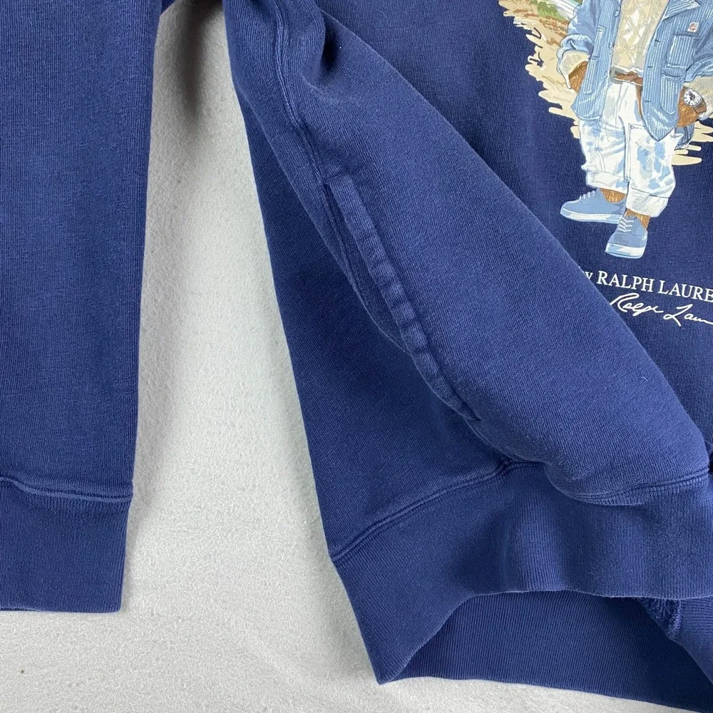 Polo Ralph Lauren Polo Bear Graphic Fleece Pullover Hoodie Navy Blue Men Size S